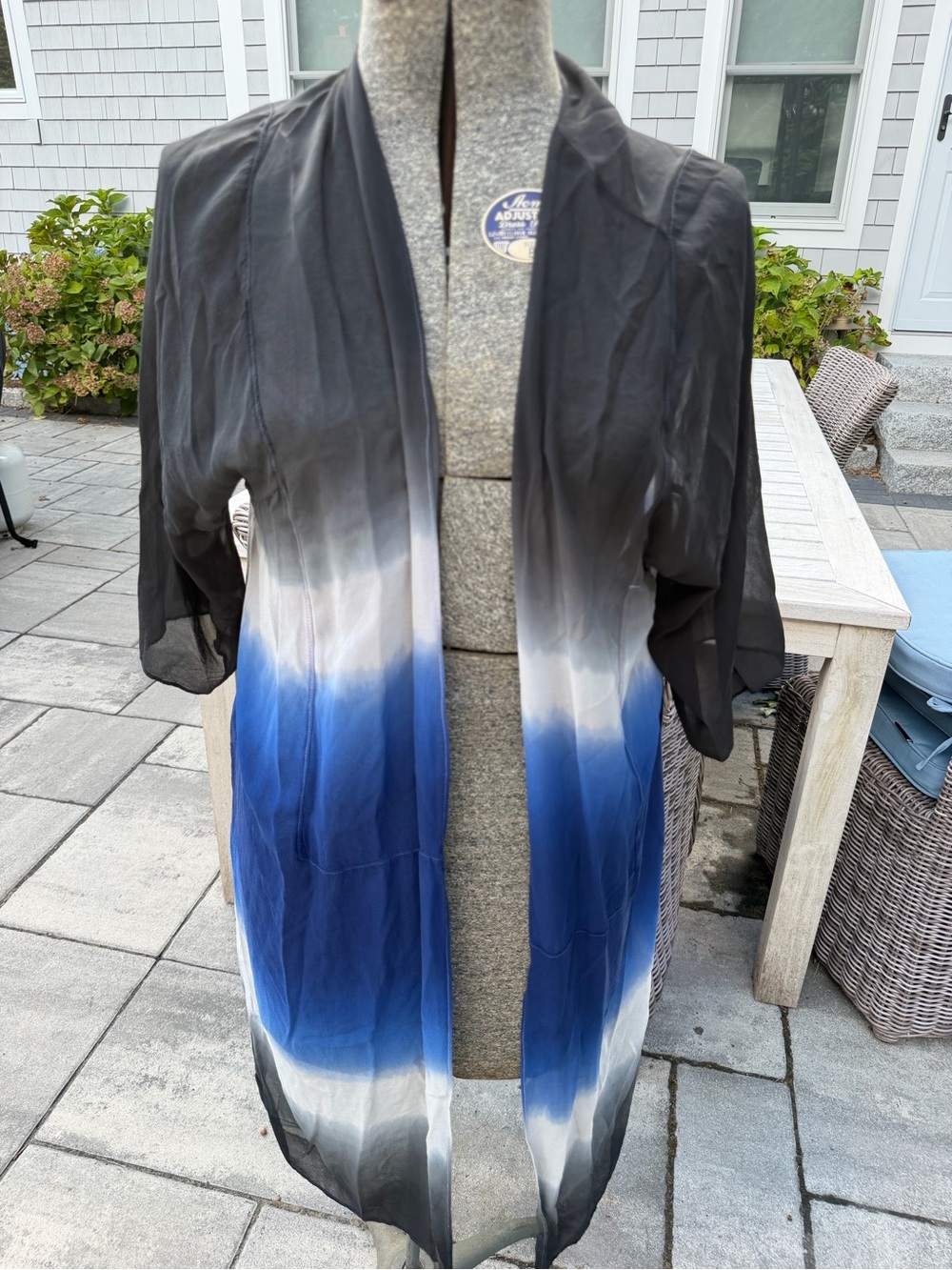 100% Silk Women’s Ombre cardigan/ kimono - Black & Blue